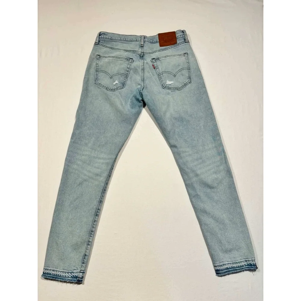 Levis 512 Slim Taper Fit Jeans Mens 33x32 Light Wash Distressed Ripped Big‎ E